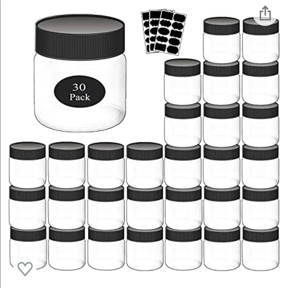 New Plastic Jars With Lids Containers 8oz-30